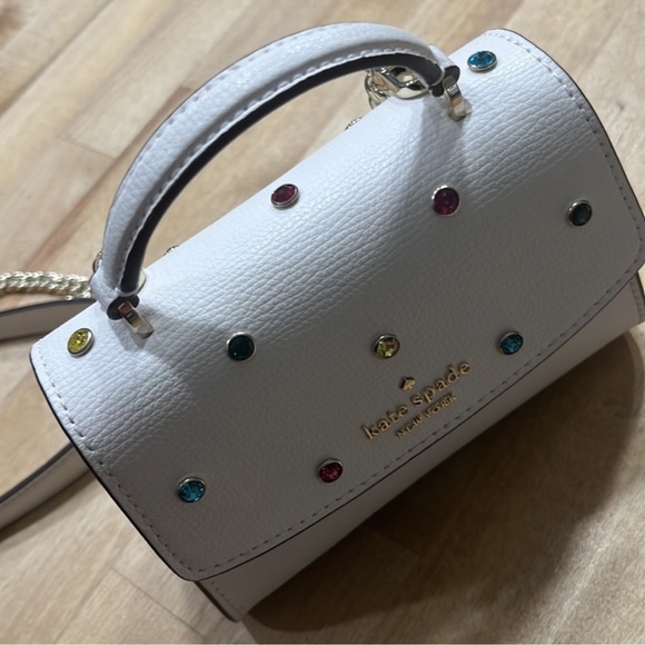 ♠️❤️ KATE SPADE ♥️♣️ NUEVA YORK CRYSTAL EMBELLISHED LEATHER CROSSBODY MINI BAG - Picture 4 of 7